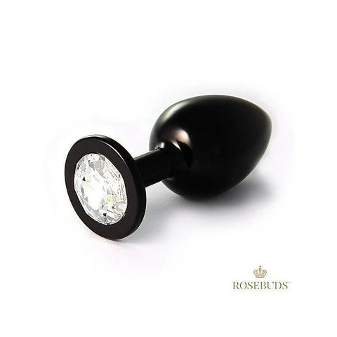 Luxurious Aluminium Black Butt Plug - Jeweled Clear XL