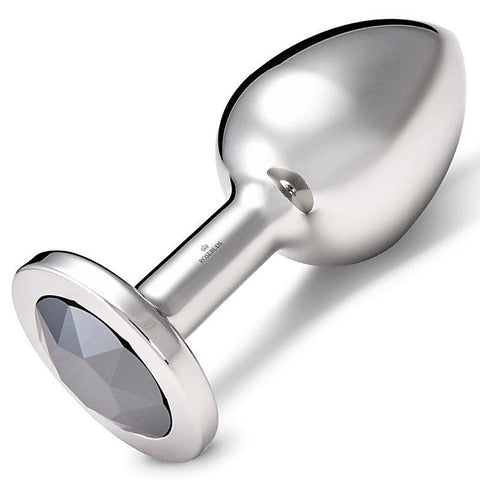 Luxurious Aluminium Black Butt Plug - Jeweled Clear XL
