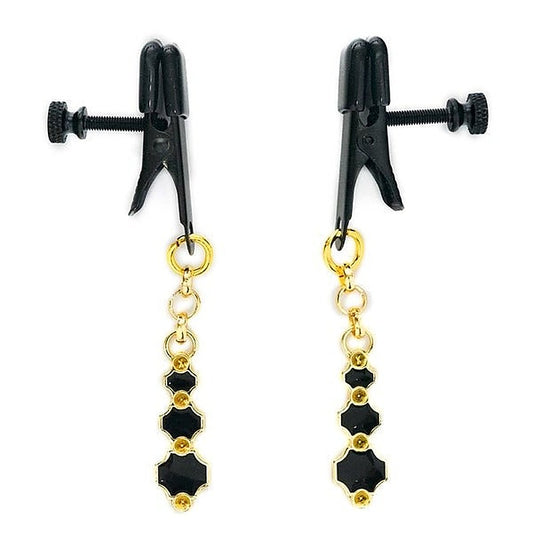 Sophisticated Black Gem Nipple Clamps