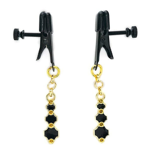 Sophisticated Black Gem Nipple Clamps