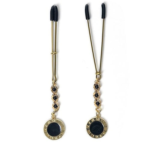 Tweezer Nipple Clamp With Clock Pendant
