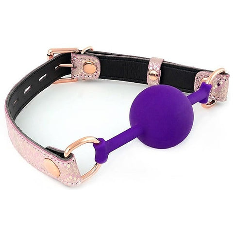 Silicone Purple Ball Gag with Pink Snake Strap
