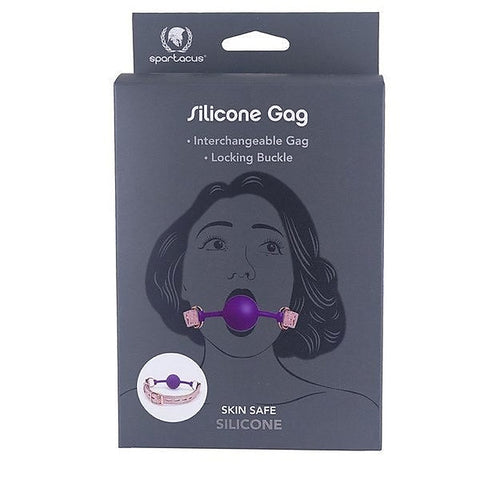 Silicone Purple Ball Gag with Pink Snake Strap