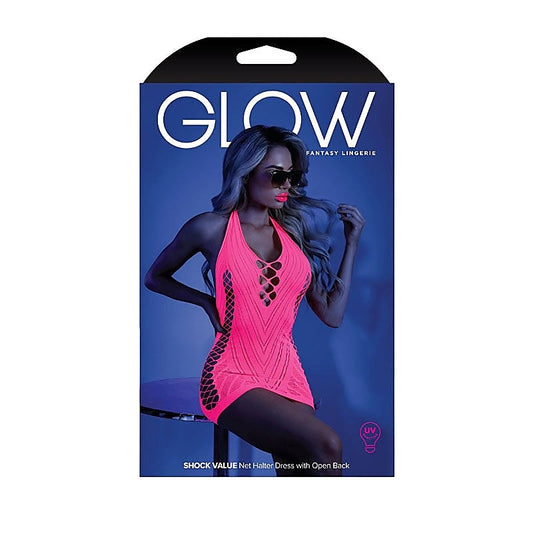 Glow Shock Value Net Halter Dress by Fantasy Lingerie
