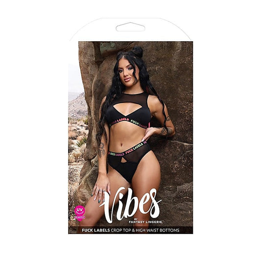 Fuck Labels Crop Top & High Bottoms by Fantasy Lingerie