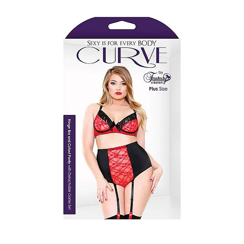 CURVE Fringe Bra & Cutout Panty Set by Fantasy Lingerie