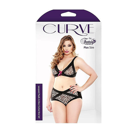 Curve Leopard Peek-A-Boo Cutout Bra Set by Fantasy Lingerie