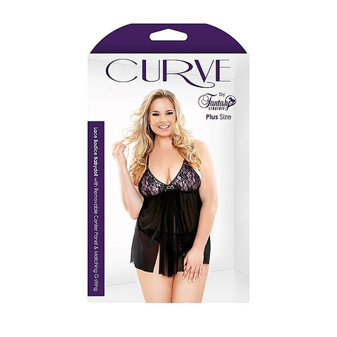 Curve Lace Bodice Babydoll & G-String by Fantasy Lingerie