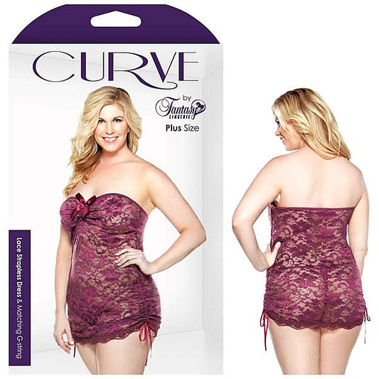 Curve Lace Strapless Dress & G-String by Fantasy Lingerie