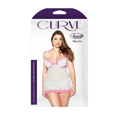 Curve Pushup Polkadot Babydoll & Panty by Fantasy Lingerie