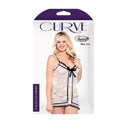 Curve Ribbon Front Babydoll & G-string by Fantasy Lingerie