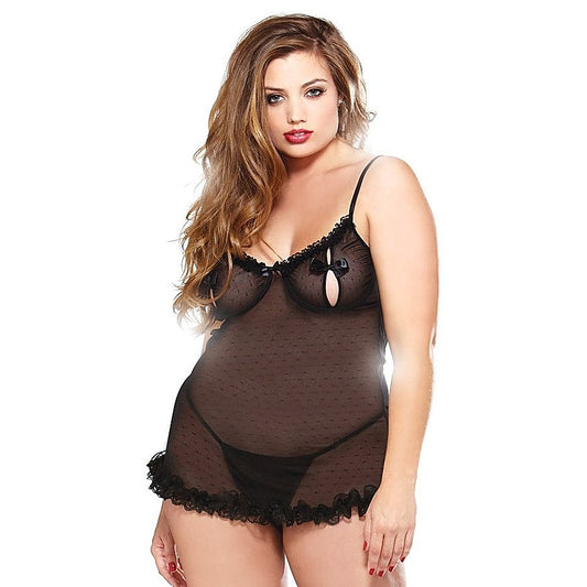 Curve Underwire Ruffled Chemise & G-string