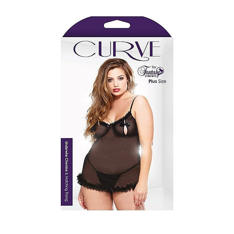 Curve Underwire Ruffled Chemise & G-string