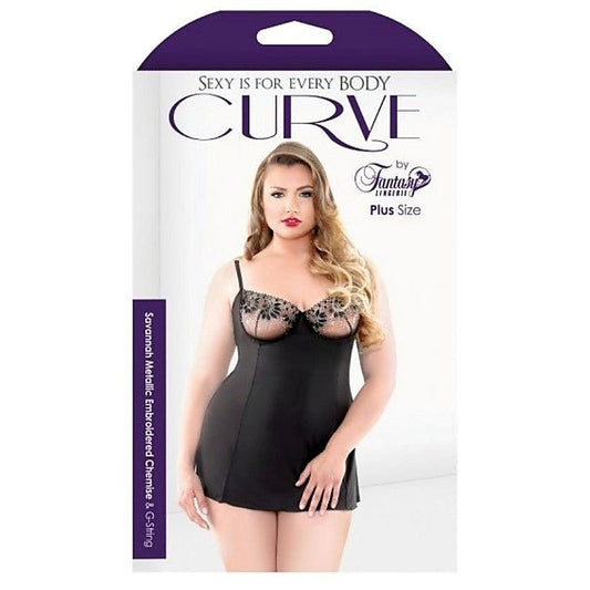 Curve Savannah Metallic Chemise and G-String