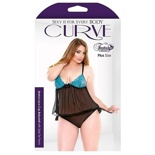 Curve Lace Cup Babydoll And Side Tie Panty