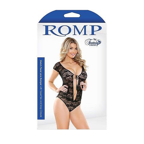 ROMP Floral Lace Tassel Tie Romper by Fantasy Lingerie