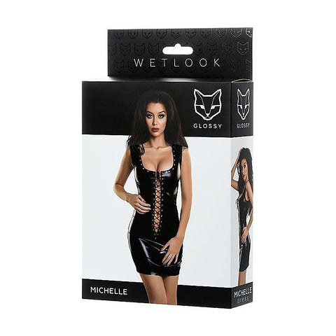 Glossy Wetlook Dress with Sparkling Studs by ToyFa