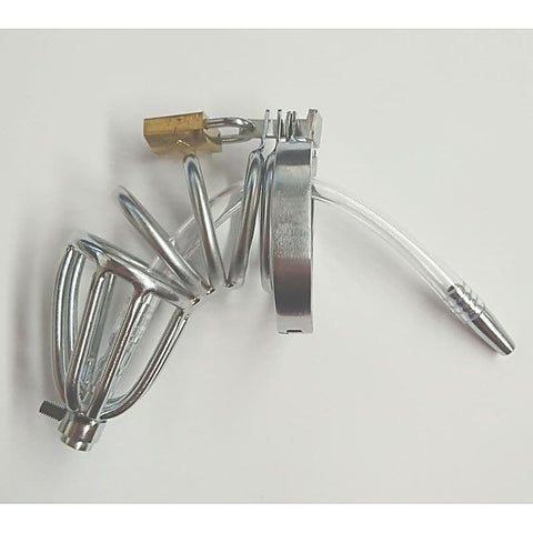 Chastity Device with Cock Ring and Catheter Tube by BDStyle