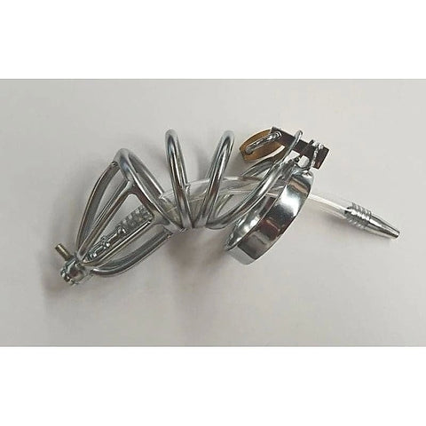 Hoop Male Chastity Cage with Urethral Tube by BDStyle