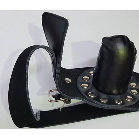 Leather Studded Insertable Gag by Hell's Couture