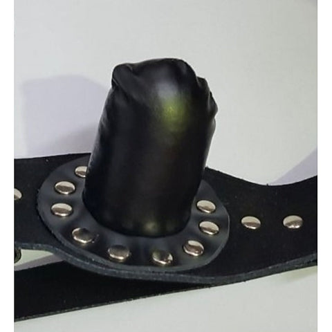 Leather Studded Insertable Gag by Hell's Couture