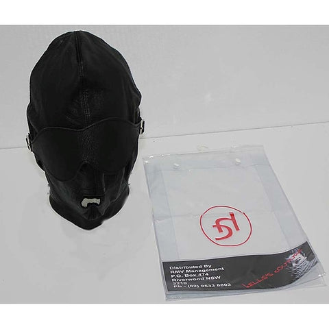 Leather Bondage Hood Detachable Mask by Hell's Couture