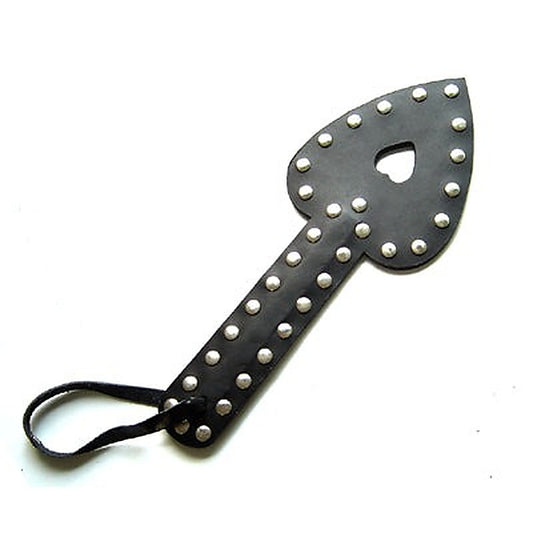 Heart Shaped Leather Paddle with Studs by Hell's Couture