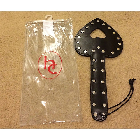 Heart Shaped Leather Paddle with Studs by Hell's Couture
