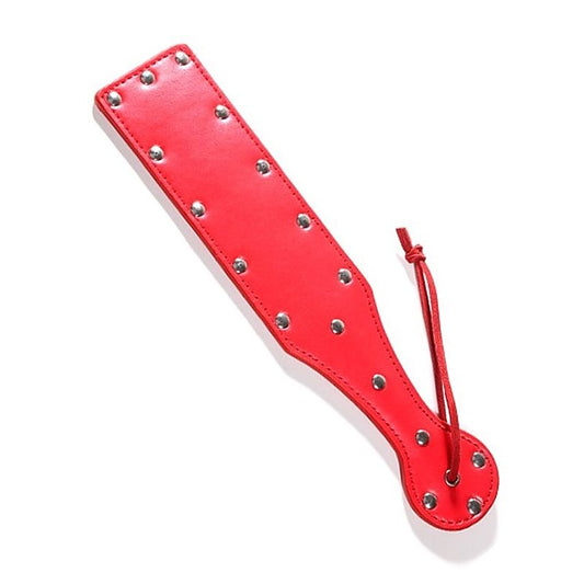Bondage Paddle Red Leather with Studs by Hell's Couture