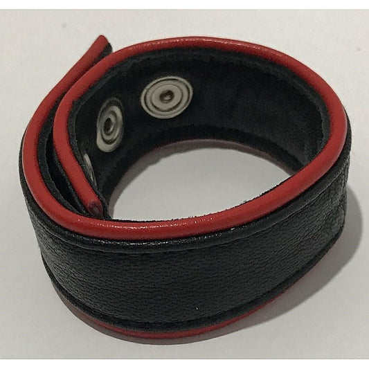 Classic 4-Speed Black & Red Leather Cock Ring