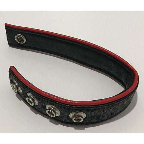 Classic 4-Speed Black & Red Leather Cock Ring