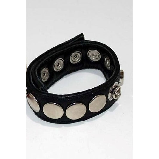 8 Speed Black Leather Cock Ring by Hell's Couture