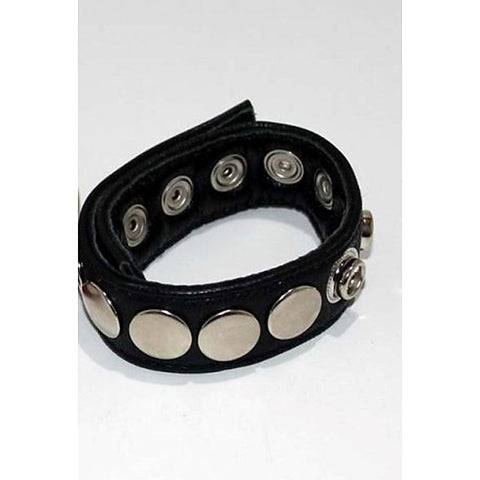8 Speed Black Leather Cock Ring by Hell's Couture