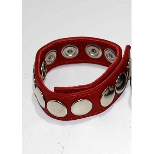 8 Speed Red Leather Cock Ring by Hell's Couture