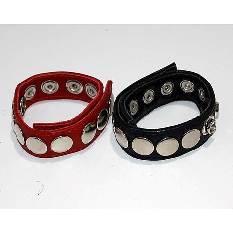 8 Speed Red Leather Cock Ring by Hell's Couture
