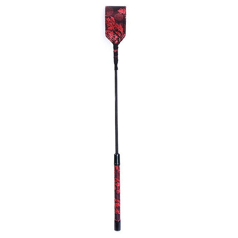 Red and Black Embossed Riding Crop by Hell's Couture