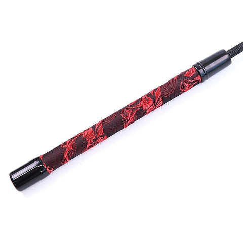 Red and Black Embossed Riding Crop by Hell's Couture