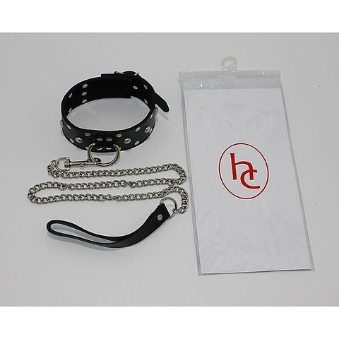 Sensual Studded Collar With Lead by Hell's Couture