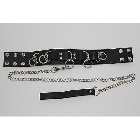 Ladies Bondage Collar with O-Rings and Lead