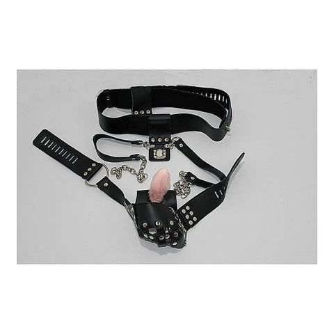 Dungeon Ware Leather Chastity Harness With Anal Plug