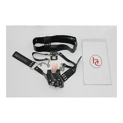 Dungeon Ware Leather Chastity Harness With Anal Plug