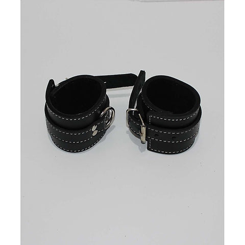 Abbey Leather Buckle Black Wrist Restraints