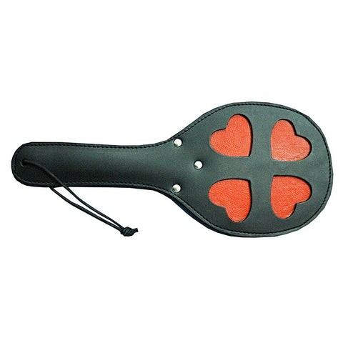 Leather Spanking Paddle with Red Hearts by Hell's Couture