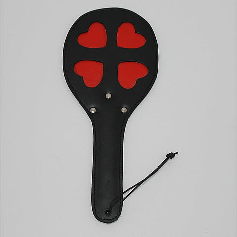 Leather Spanking Paddle with Red Hearts by Hell's Couture