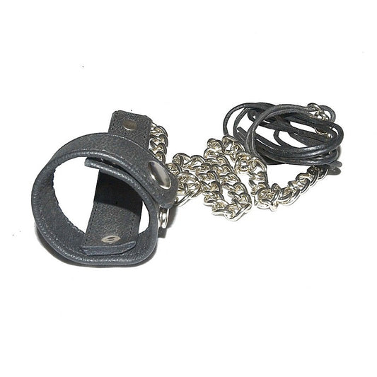 Cock & Ball Ring with Leather Lead by Hell's Couture