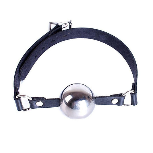 Popper Metal Ball Gag with Leather Straps by Hell's Couture