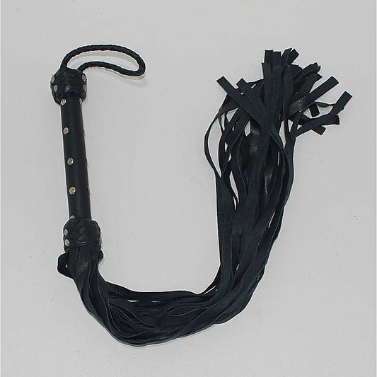 Whiplash Leather Flogger with Handle by Hell's Couture