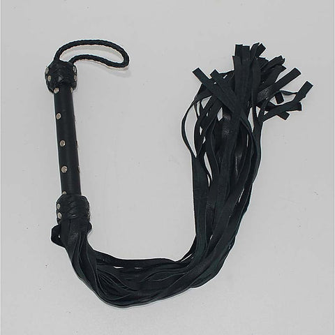 Whiplash Leather Flogger with Handle by Hell's Couture