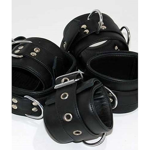 Submissive's Complete Black Leather Restraint Set