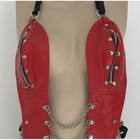 Ladies BDSM One Piece Red Leather Outfit by Hell's Couture